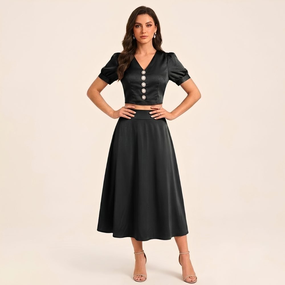 Satin Top and Midi Skirt Set